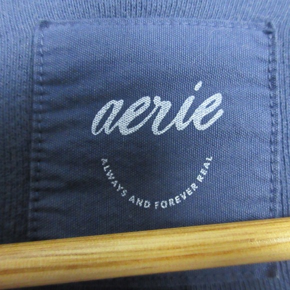 Aerie Knit Blazer Women L Blue Cotton Blend Pockets Casual Everyday Jacket 672 - Picture 3 of 12